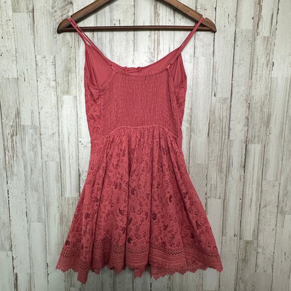 Prince and Fox Babydoll Mini Dress Small Pink Spaghetti Strap Lacey Going Out - Picture 2 of 7